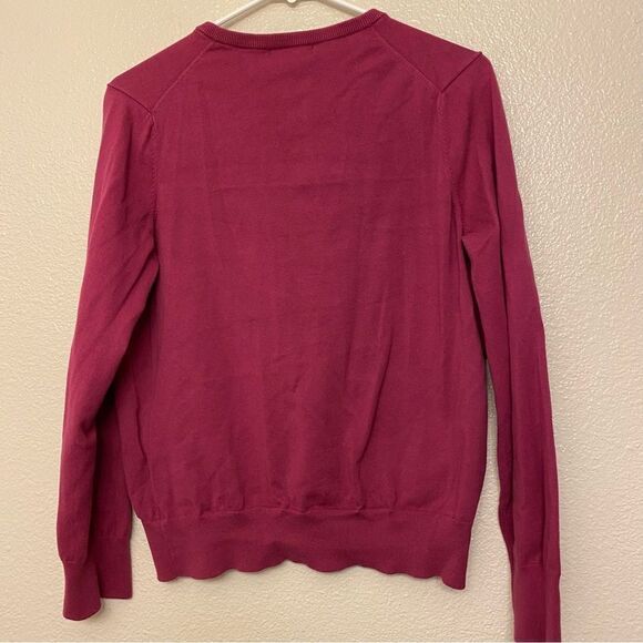 Lands End cotton nylon button up cardigan sweater School uniform pink womans M - Picture 2 of 7